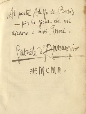 D Annunzio Gabriele Dedica Autografa Su Libro Francesca Da Rimini