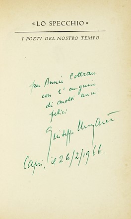 Ungaretti Giuseppe Dedica Autografa Su Libro Vita D Un Uomo Iv