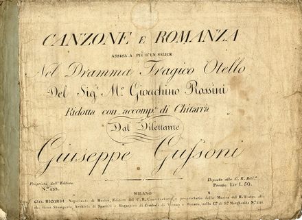  Rossini Gioachino : Canzone e Romanza Musica, Musica, Teatro, Spettacolo  - Auction Books, Prints and Drawings - Libreria Antiquaria Gonnelli - Casa d'Aste - Gonnelli Casa d'Aste