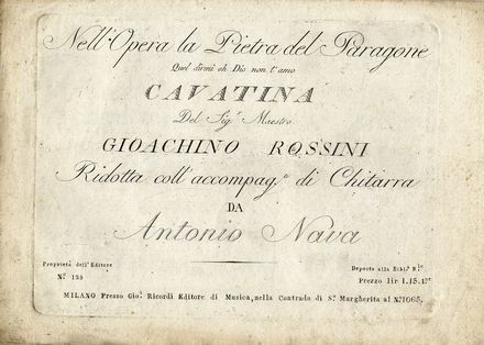  Rossini Gioachino : Canzone e Romanza Musica, Musica, Teatro, Spettacolo  - Auction Books, Prints and Drawings - Libreria Antiquaria Gonnelli - Casa d'Aste - Gonnelli Casa d'Aste