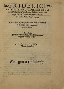  Nausea Friedrich : Miscellanearum libri duo...  - Asta Libri, manoscritti e autografi - Libreria Antiquaria Gonnelli - Casa d'Aste - Gonnelli Casa d'Aste