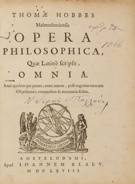  Hobbes Thomas : Opera philosophica.  - Asta Libri, manoscritti e autografi - Libreria Antiquaria Gonnelli - Casa d'Aste - Gonnelli Casa d'Aste