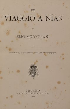  Modigliani Elio : Un viaggio a Nas.  - Asta Libri, manoscritti e autografi - Libreria Antiquaria Gonnelli - Casa d'Aste - Gonnelli Casa d'Aste