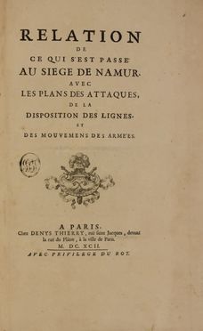  Racine Jean : Relation de ce qui s'est pass au Sige de Namur...  - Asta Libri, manoscritti e autografi - Libreria Antiquaria Gonnelli - Casa d'Aste - Gonnelli Casa d'Aste