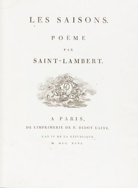  Saint-Lambert Jean Franoise (de) : Les saisons. Pome.  - Asta Libri, Manoscritti e Autografi - Libreria Antiquaria Gonnelli - Casa d'Aste - Gonnelli Casa d'Aste