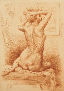 Henri Boutet  (Sainte-Hermine, Vende, 1857 - Parigi, 1919) : Nudo femminile di schiena.  - Asta Libri & Grafica - Libreria Antiquaria Gonnelli - Casa d'Aste - Gonnelli Casa d'Aste