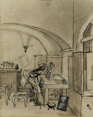  Piero Bernardini  (Firenze, 1891 - 1974) : Lotto composto di 1 disegno e 1 incisione.  - Asta Libri & Grafica - Libreria Antiquaria Gonnelli - Casa d'Aste - Gonnelli Casa d'Aste