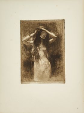  Paul Albert Besnard  (Parigi, 1849 - 1934) : Jeune fille nue se coiffant.  - Auction Books & Graphics - Libreria Antiquaria Gonnelli - Casa d'Aste - Gonnelli Casa d'Aste