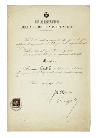  Francesco Gentile : Lotto composto di 6 studi per affresco.  - Asta Arte Moderna e Contemporanea [ASTA A TEMPO - PARTE II] - Libreria Antiquaria Gonnelli - Casa d'Aste - Gonnelli Casa d'Aste