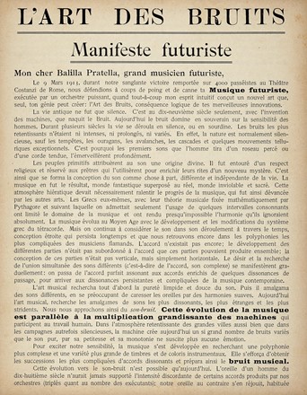  Russolo Luigi : L?Art des bruits. Manifeste futuriste.  - Asta Libri a stampa dal XVI al XX secolo [ASTA A TEMPO - PARTE II] - Libreria Antiquaria Gonnelli - Casa d'Aste - Gonnelli Casa d'Aste