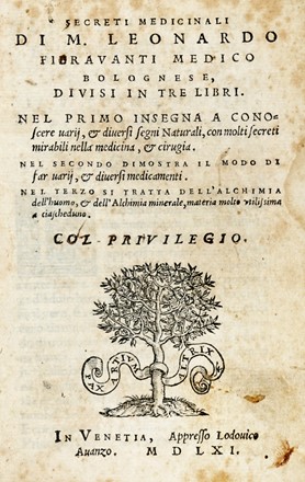 Lotto composto di 4 opere di medicina del XVI secolo.  Leonardo Fioravanti, Timoteo Rossello  - Asta Libri a stampa dal XVI al XX secolo [ASTA A TEMPO - PARTE II] - Libreria Antiquaria Gonnelli - Casa d'Aste - Gonnelli Casa d'Aste