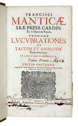 Pontificale romanum Clementis VIII....  Francesco Mantica  - Asta Libri a stampa dal XVI al XX secolo [ASTA A TEMPO - PARTE II] - Libreria Antiquaria Gonnelli - Casa d'Aste - Gonnelli Casa d'Aste