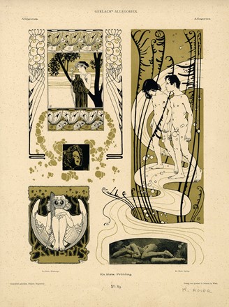  Koloman Moser  (Vienna, 1868 - 1918) : Ex libris. Fruhling.  - Asta Arte Moderna e Contemporanea [Parte II] - Libreria Antiquaria Gonnelli - Casa d'Aste - Gonnelli Casa d'Aste