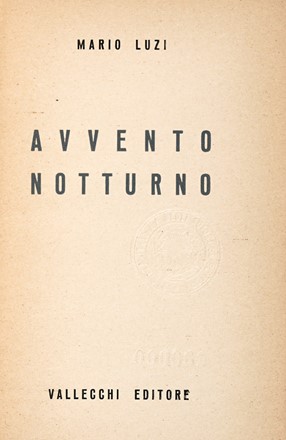  Luzi Mario : Avvento Notturno. Letteratura italiana  - Auction Books, autographs and manuscripts - Libreria Antiquaria Gonnelli - Casa d'Aste - Gonnelli Casa d'Aste