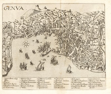  Jodocus Hondius  (Wakken, 1563 - Amsterdam, 1612) : GENUA / GENOVA.  - Auction Ancient, Modern and Contemporary Art [I Part] - Libreria Antiquaria Gonnelli - Casa d'Aste - Gonnelli Casa d'Aste