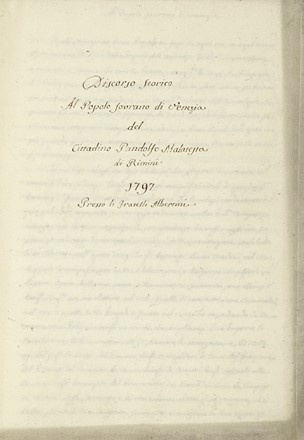 Discorso storico al Popolo sovrano di Venezia.  - Auction Books, autographs and  [..]