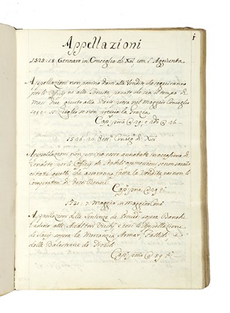 Capitoli del Consiglio dei Quaranta.  - Auction Books, autographs and manuscripts  [..]