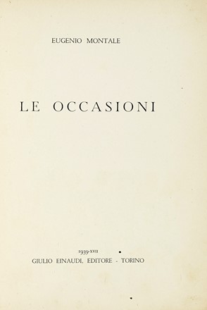  Montale Eugenio : Ossi di seppia. Letteratura italiana, Letteratura  - Auction  [..]