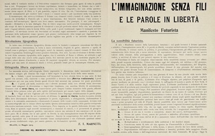  Marinetti Filippo Tommaso : L?immaginazione senza fili e le parole in libert.  [..]