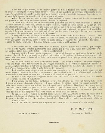  Marinetti Filippo Tommaso : Fondazione e manifesto del Futurismo. (Pubblicato dal  [..]