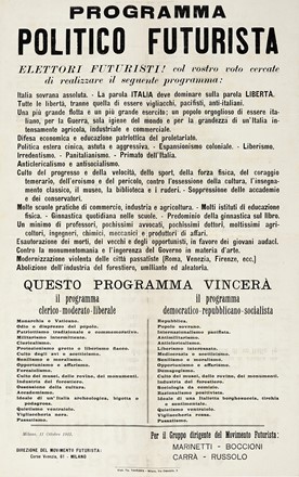  Marinetti Filippo Tommaso : Programma politico futurista. Futurismo, Arte  Umberto  [..]