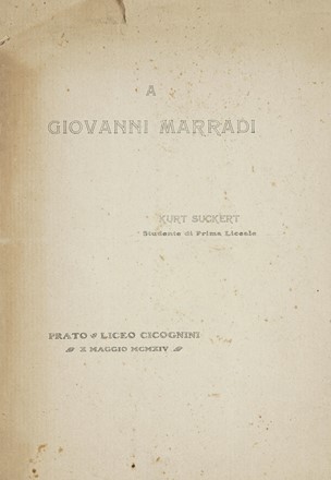  Malaparte Curzio : A Giovanni Marradi. Letteratura italiana, Letteratura  - Auction  [..]