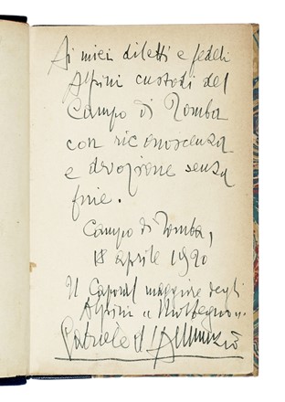  D'Annunzio Gabriele : Dedica autografa su libro Contro uno e contro tutti.  - Auction  [..]