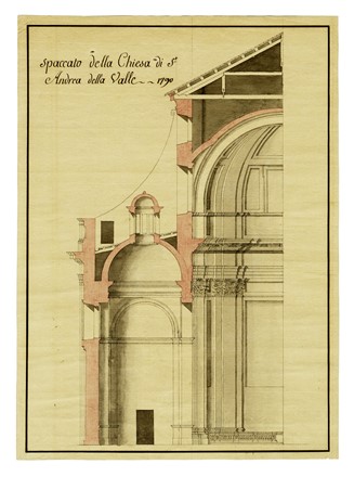  Anonimo del XVIII secolo : Spaccato della chiesa di S. Andrea della Valle.  - Asta Arte Antica, Orientale, Moderna e Contemporanea [parte I] - Libreria Antiquaria Gonnelli - Casa d'Aste - Gonnelli Casa d'Aste