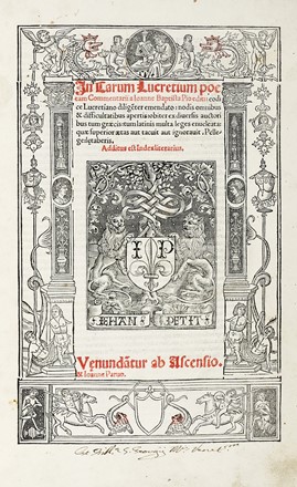  Lucretius Titus Carus : In Carum Lucretium poetam commentarii a Ioanne Baptista Pio editi...  - Asta Libri, autografi e manoscritti - Libreria Antiquaria Gonnelli - Casa d'Aste - Gonnelli Casa d'Aste