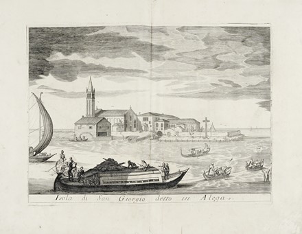  Domenico Lovisa  (1690 - 1750) : Isola di San Giorgio detto in Alega / Veduta dell'Isola di S. Michele di Murano.  - Asta Arte Antica, Orientale, Moderna e Contemporanea [parte I] - Libreria Antiquaria Gonnelli - Casa d'Aste - Gonnelli Casa d'Aste