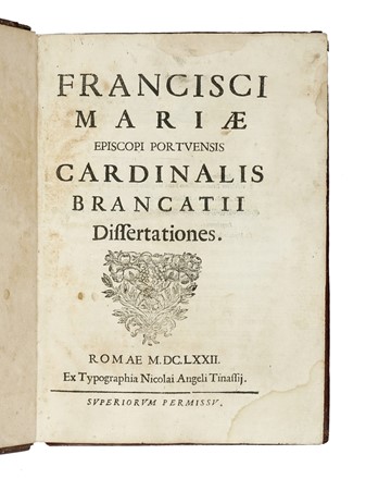  Brancaccio Francesco Maria : De potu chocolatis. An chocolates aqua dilutus, prout hodierno usu sorbetur, eccelsiasticum frangat ieiunium.  - Asta Libri, autografi e manoscritti - Libreria Antiquaria Gonnelli - Casa d'Aste - Gonnelli Casa d'Aste