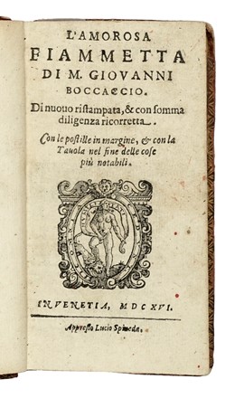  Boccaccio Giovanni : L'amorosa Fiammetta... Letteratura italiana, Letteratura   [..]