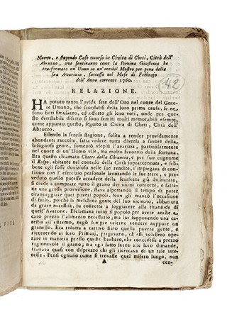 Miscellanea di opuscoli vari relativi a santi, alla morte di regnanti e a fatti di cronaca dell'epoca (omicidi, incendi, terremoti ecc.).  - Asta Libri, autografi e manoscritti - Libreria Antiquaria Gonnelli - Casa d'Aste - Gonnelli Casa d'Aste