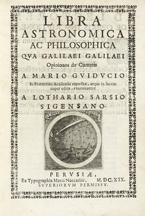  Grassi Orazio : De tribus cometis anni 1618... Astronomia, Galileiana, Scienze  [..]