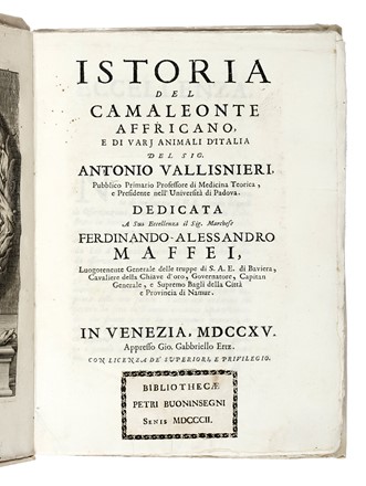  Vallisneri Antonio : De' corpi marini che su' monti si trovano; della loro origine; e dello stato del Mondo avanti 'l Diluvio, nel Diluvio, e dopo il Diluvio...  - Asta Libri, autografi e manoscritti - Libreria Antiquaria Gonnelli - Casa d'Aste - Gonnelli Casa d'Aste