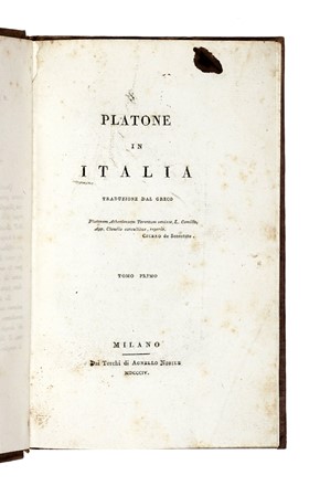  Cuoco Vincenzo : Platone in Italia [...]. Tomo primo (-terzo). Letteratura italiana,  [..]