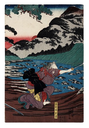  Utagawa (Ichiy?sai) Kuniyoshi  (Edo, 1798 - 1861) : (Musume) Osono figlia di Ichimisai, da La storia di Shiraishi.  - Asta Arte Antica, Orientale, Moderna e Contemporanea [parte I] - Libreria Antiquaria Gonnelli - Casa d'Aste - Gonnelli Casa d'Aste