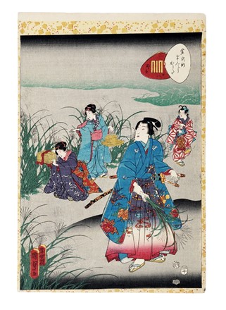  Utagawa (Ichiy?sai) Kuniyoshi  (Edo, 1798 - 1861) : (Musume) Osono figlia di Ichimisai, da La storia di Shiraishi.  - Asta Arte Antica, Orientale, Moderna e Contemporanea [parte I] - Libreria Antiquaria Gonnelli - Casa d'Aste - Gonnelli Casa d'Aste