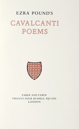  Pound Ezra : Cavalcanti Poems.  Guido Cavalcanti  - Asta Libri, autografi e manoscritti - Libreria Antiquaria Gonnelli - Casa d'Aste - Gonnelli Casa d'Aste