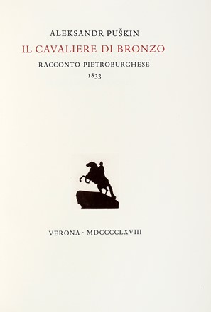  Puskin Aleksandr Sergeevic : Il Cavaliere di bronzo. Racconto Pietroburghese. 1833.  [..]