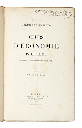  Pareto Vilfredo : Cours d'conomie politique profss  l'Universit de Lausanne. Tome premier (-second).  - Asta Libri, autografi e manoscritti - Libreria Antiquaria Gonnelli - Casa d'Aste - Gonnelli Casa d'Aste