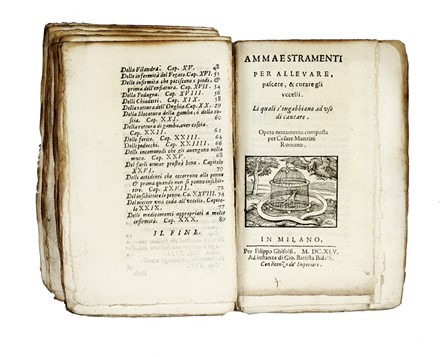  Giorgi Federico : Libro [...] del modo di conoscere i buoni Falconi, Astori, e Sparavieri...  Francesco Carcano, Cesare Manzini  - Asta Libri, autografi e manoscritti - Libreria Antiquaria Gonnelli - Casa d'Aste - Gonnelli Casa d'Aste