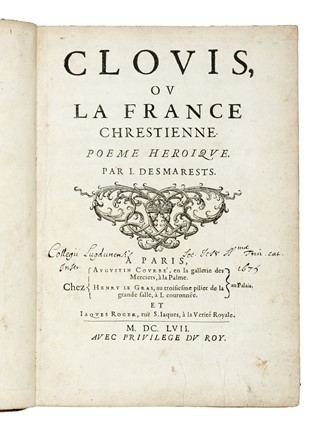  Desmarests De Saint-Sorlin Jean : Clovis ou la France Chrestienne. Poeme Heroique...  - Asta Libri, autografi e manoscritti - Libreria Antiquaria Gonnelli - Casa d'Aste - Gonnelli Casa d'Aste