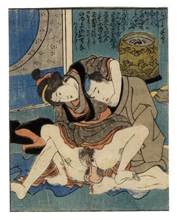  Utagawa Kunisada I (Toyokuni III)  (Edo, 1786 - 1865) [attribuito a] : Cinque tavole erotiche.  - Asta Arte Antica, Orientale, Moderna e Contemporanea [parte I] - Libreria Antiquaria Gonnelli - Casa d'Aste - Gonnelli Casa d'Aste