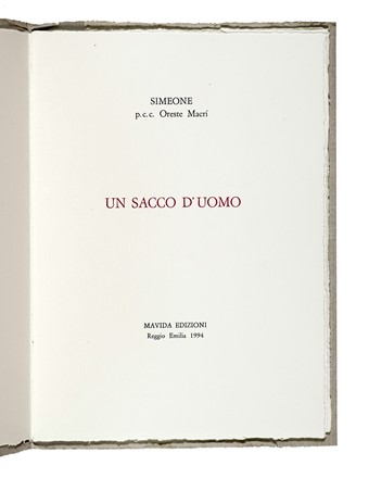  Macr Oreste : Un sacco d'uomo.  Silvio Loffredo  (Parigi, 1920 - Trebiano, 2013)  - Asta Libri, autografi e manoscritti - Libreria Antiquaria Gonnelli - Casa d'Aste - Gonnelli Casa d'Aste