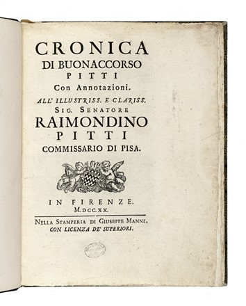  Villani Matteo : La Prima parte (-Seconda) della Cronica Universale de suoi tempi.  Bonaccorso Pitti  - Asta Libri, autografi e manoscritti - Libreria Antiquaria Gonnelli - Casa d'Aste - Gonnelli Casa d'Aste