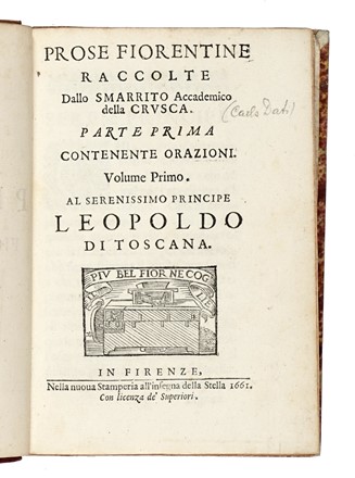  Salvini Anton Maria : Prose toscane...  Carlo Dati  - Asta Libri, autografi e manoscritti - Libreria Antiquaria Gonnelli - Casa d'Aste - Gonnelli Casa d'Aste