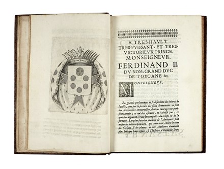  L'Hermite de Soliers Jean Baptiste : La Toscane franc?oise contenant les eloges, et genealogies, des princes, seigneurs and grands capitaines du pai?s de Toscane [...] Ensemble, leurs armes, blazonnes en taille douce, avec les couronnes, manteaus, coliers, timbres, & autres ornemens...  - Asta Libri, autografi e manoscritti - Libreria Antiquaria Gonnelli - Casa d'Aste - Gonnelli Casa d'Aste