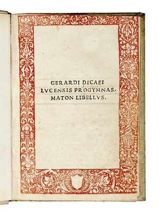  Diceo Gerardo : Progymnasmaton libellus.  - Asta Libri, autografi e manoscritti - Libreria Antiquaria Gonnelli - Casa d'Aste - Gonnelli Casa d'Aste