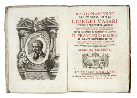  Vasari Giorgio : Ragionamenti, sopra le invenzioni da lui dipinte in Firenze nel Palazzo di Loro Altezze...  - Asta Libri, autografi e manoscritti - Libreria Antiquaria Gonnelli - Casa d'Aste - Gonnelli Casa d'Aste